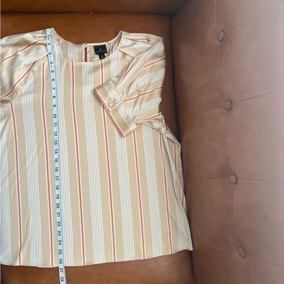 Worthington Women’s Striped Key Hole Neck Short Sleeve Blouse size XL - Picture 9 of 9